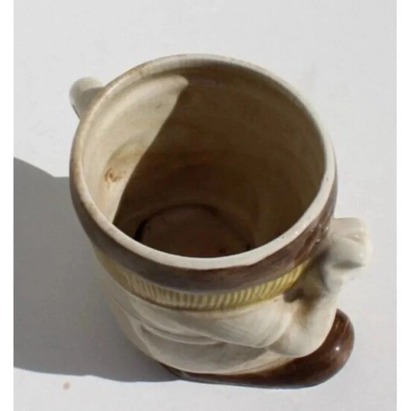 Vintage Quon Quon Japan Coffee Mug Baseball Player Batter Tan Green 3D Novelty - Picture 4 of 5